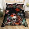 Erosebridal Sugar Skull Bedding Set,Botanical Flower Duvet Cover for Kids Boys Girls Home Decor,Starry Sky Comforter Cover with Zipper Clousure Halloween Gothic Quilt Cover 3Pcs,Full Size view 1