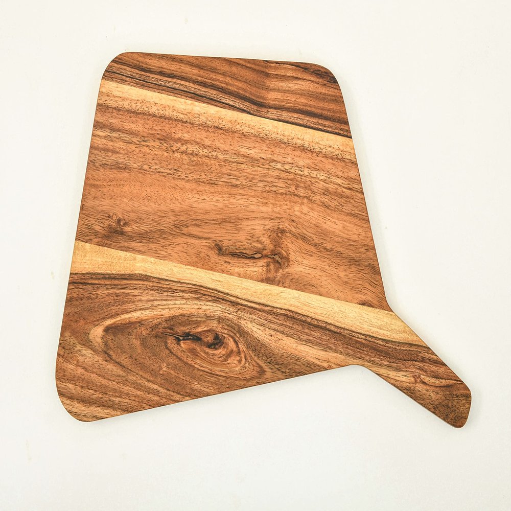 Affinity Decor Organic Acacia kitchen Cutting Chopping Board Platter Wine Holder with Handles for Butcher Block Cheese and Vegetables Fruit & Salad (Funnel Board 13"L x 8"W)