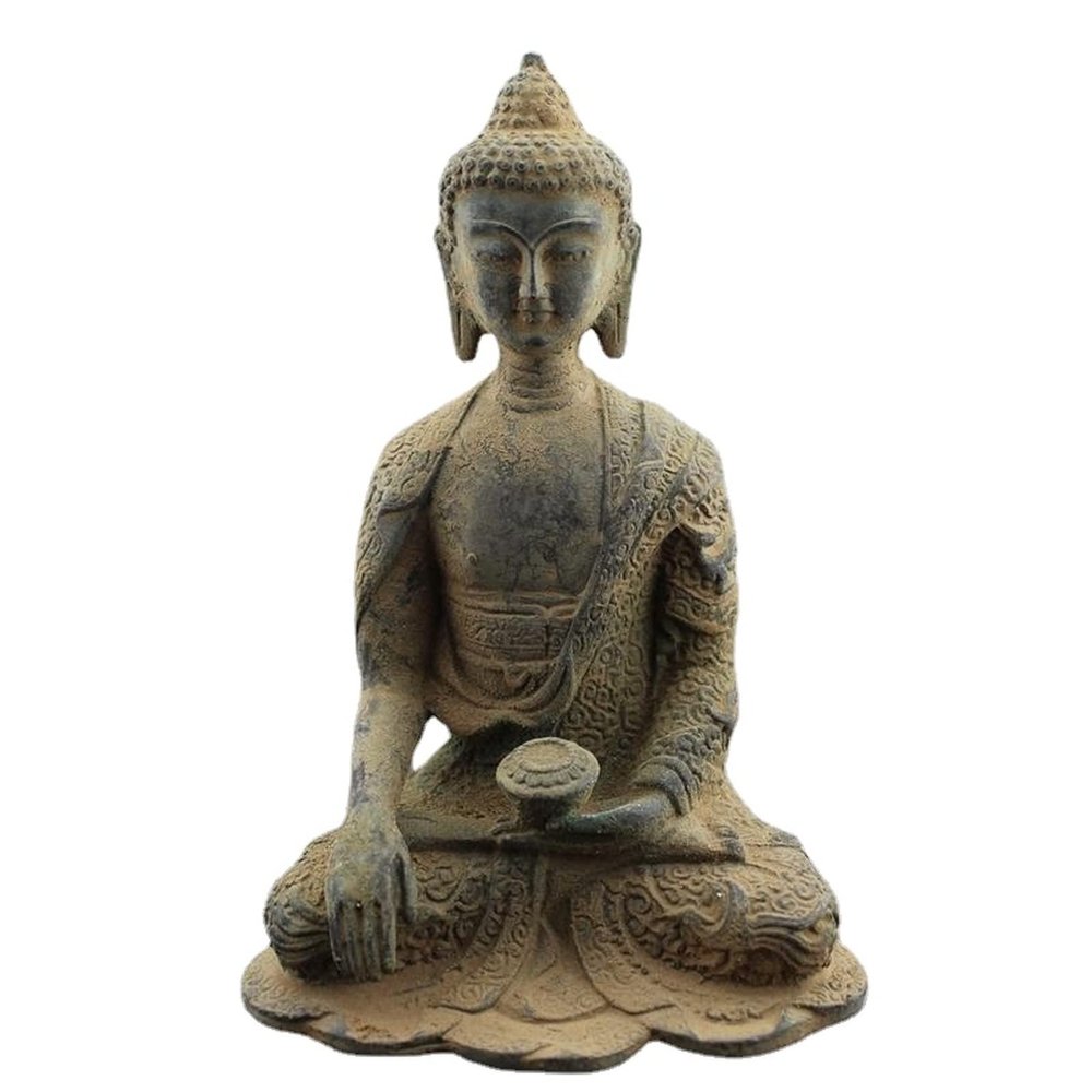 Antique Copper Shakyamuni Buddha Statue,Brass Handmade Buddhism Tathagata Sculpture Feng Shui Figurines Buddhist Believers Buddha Hall Worship Ornaments Decorations