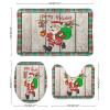 3 Pieces Happy Christmas Santa Tartan Plaid Holiday Festive Barn Wood Bathroom Rug Set Soft Foam Non Slip Bath Mats Sets Toilet Contour Mat Lid Cover for Bathtub Shower and Bathroom Decor 20"x32" view 2