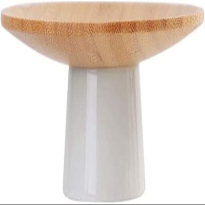 Bamboo Wood Fruit Bowl Wooden Dishes Dessert Snack Dishes Ceramic Plate Quality Serving Trays Coffee Table Tea Saucer Cake Stand (Size : 13cm)