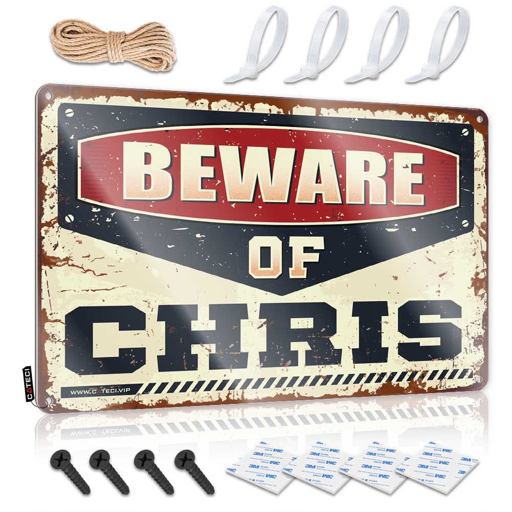 Bar Stuff for Man Cave Beware of Chris Metal Sign Bar Funny Signs Tiki Bar Signs and Decor ( Size : 30X40CM )