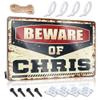 Bar Stuff for Man Cave Beware of Chris Metal Sign Bar Funny Signs Tiki Bar Signs and Decor ( Size : 30X40CM ) view 1
