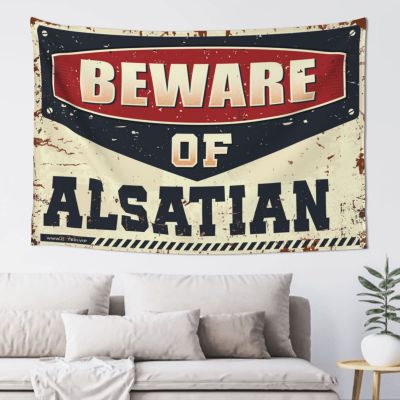 gaeruite Small Wall Tapestry Beware of Alsatian Tapestry Outdoor Bar Decor Garage Decor for Men (Size : 75X100CM)