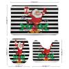 3 Pieces Christmas Santa with Gift Ho Ho Black and White Stripe Pattern Bathroom Rug Set Soft Foam Non Slip Bath Mats Sets Toilet Contour Mat Lid Cover for Bathtub Shower and Bathroom Decor 20"x30" view 2