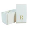 Luxe Party 112 Pack Monogram Napkins | Letter R Initial | Disposable | Premium Airlaid | Linen Feel | Decorative Table Setting | Guest Towel Napkin | White and Gold view 1