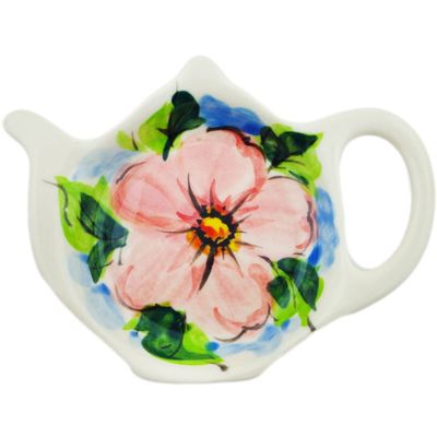 Polmedia Polish Pottery Tea Bag or Lemon Plate UNIKAT - Monet Dreams Pattern Handmade in Boleslawiec Poland + Certificate of Authenticity