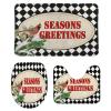 3 Pieces Christmas Season's Greetings Red Bird Black and White Check Bathroom Rug Set Soft Foam Non Slip Bath Mats Sets Toilet Contour Mat Lid Cover for Bathtub Shower and Bathroom Decor 20"x32" view 1