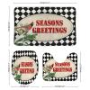 3 Pieces Christmas Season's Greetings Red Bird Black and White Check Bathroom Rug Set Soft Foam Non Slip Bath Mats Sets Toilet Contour Mat Lid Cover for Bathtub Shower and Bathroom Decor 20"x32" view 2