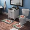 3 Pieces Christmas Season's Greetings Red Bird Black and White Check Bathroom Rug Set Soft Foam Non Slip Bath Mats Sets Toilet Contour Mat Lid Cover for Bathtub Shower and Bathroom Decor 20"x32" view 3