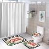 3 Pieces Christmas Season's Greetings Red Bird Black and White Check Bathroom Rug Set Soft Foam Non Slip Bath Mats Sets Toilet Contour Mat Lid Cover for Bathtub Shower and Bathroom Decor 20"x32" view 4
