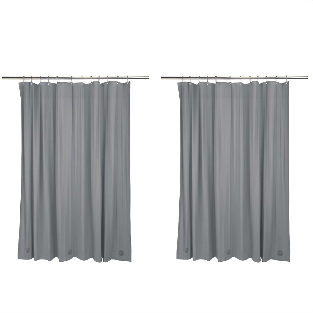 Bath Bliss 2 Pack PVC Heavy Weight Shower Curtain Liner | 4G | 70" x 72" | Rust Resistant Copper Grommets | Magnetic Hem | Silver