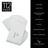 Luxe Party 112 Pack Monogram Napkins | Letter P Initial | Disposable | Premium Airlaid | Linen Feel | Decorative Table Setting | Guest Towel Napkin | White and Silver view 2