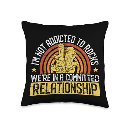 Amateur Geology Rock Collector Mineral Hunter Gift Funny Hunting Geologist Rock Hunter Rockhounding Retro Throw Pillow, 16x16, Multicolor