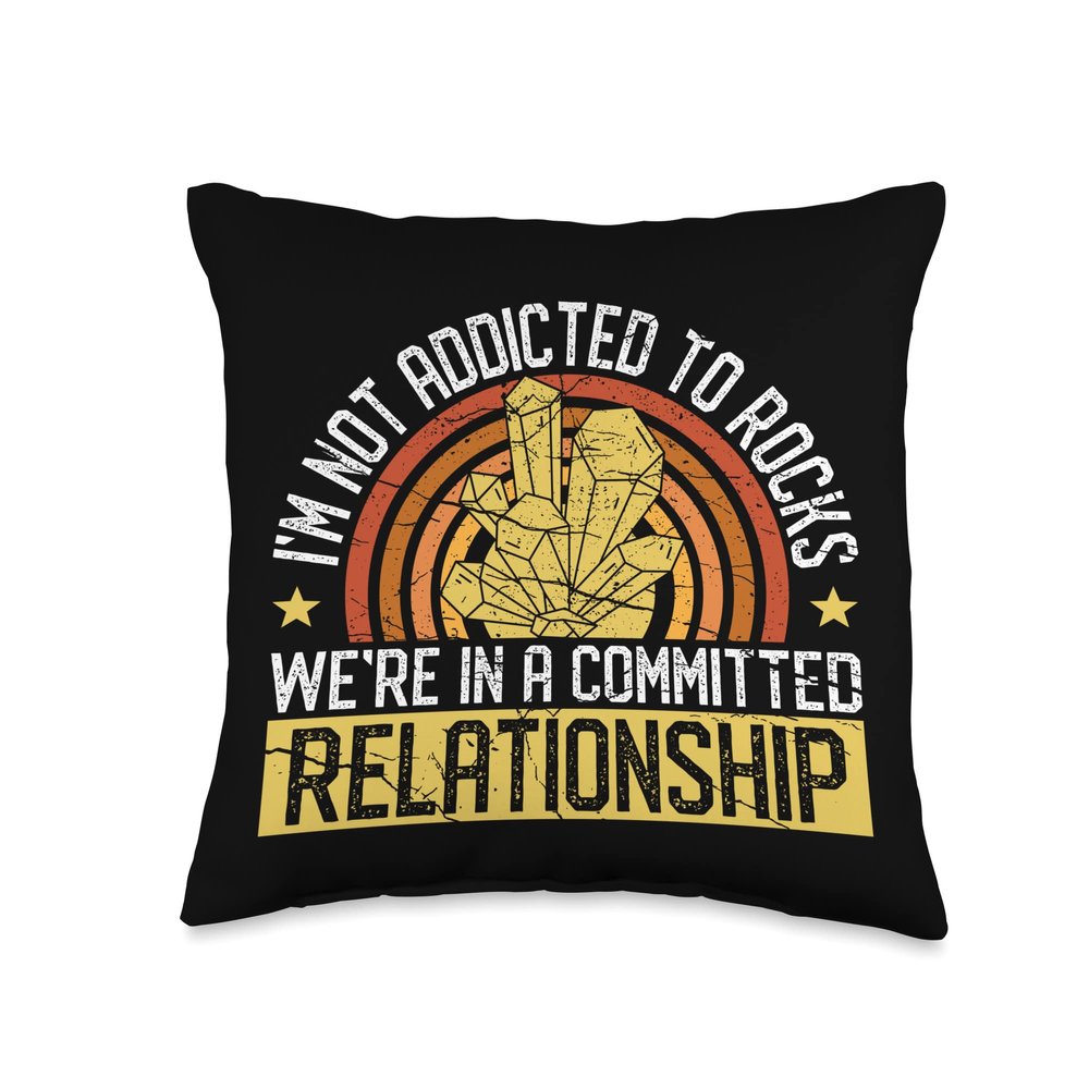 Amateur Geology Rock Collector Mineral Hunter Gift Funny Hunting Geologist Rock Hunter Rockhounding Retro Throw Pillow, 16x16, Multicolor