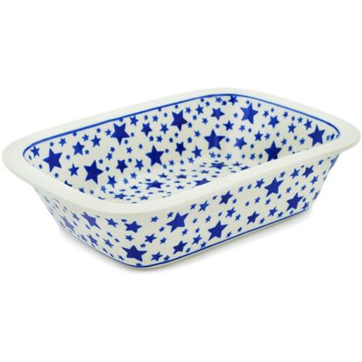 Polmedia Polish Pottery Rectangular Baker - Starlight Pattern Handmade in Boleslawiec Poland by Ceramika Artystyczna + Certificate of Authenticity