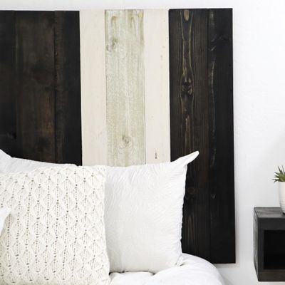 Barn Walls Noir Mix Signature Design, Multicolored Solid Wood Headboard, Leans and Sticks on Wall, Smooth Finish, Anti-Shake, Rattle Free, Twin Size