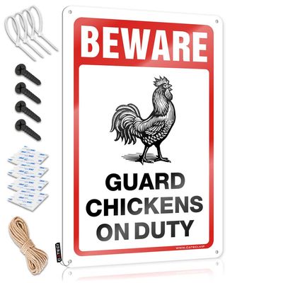 Bar Stuff for Man Cave Beware! Guard Chickens On Duty Metal Sign Bar Funny Signs Tiki Bar Signs and Decor ( Size : 30X40CM )