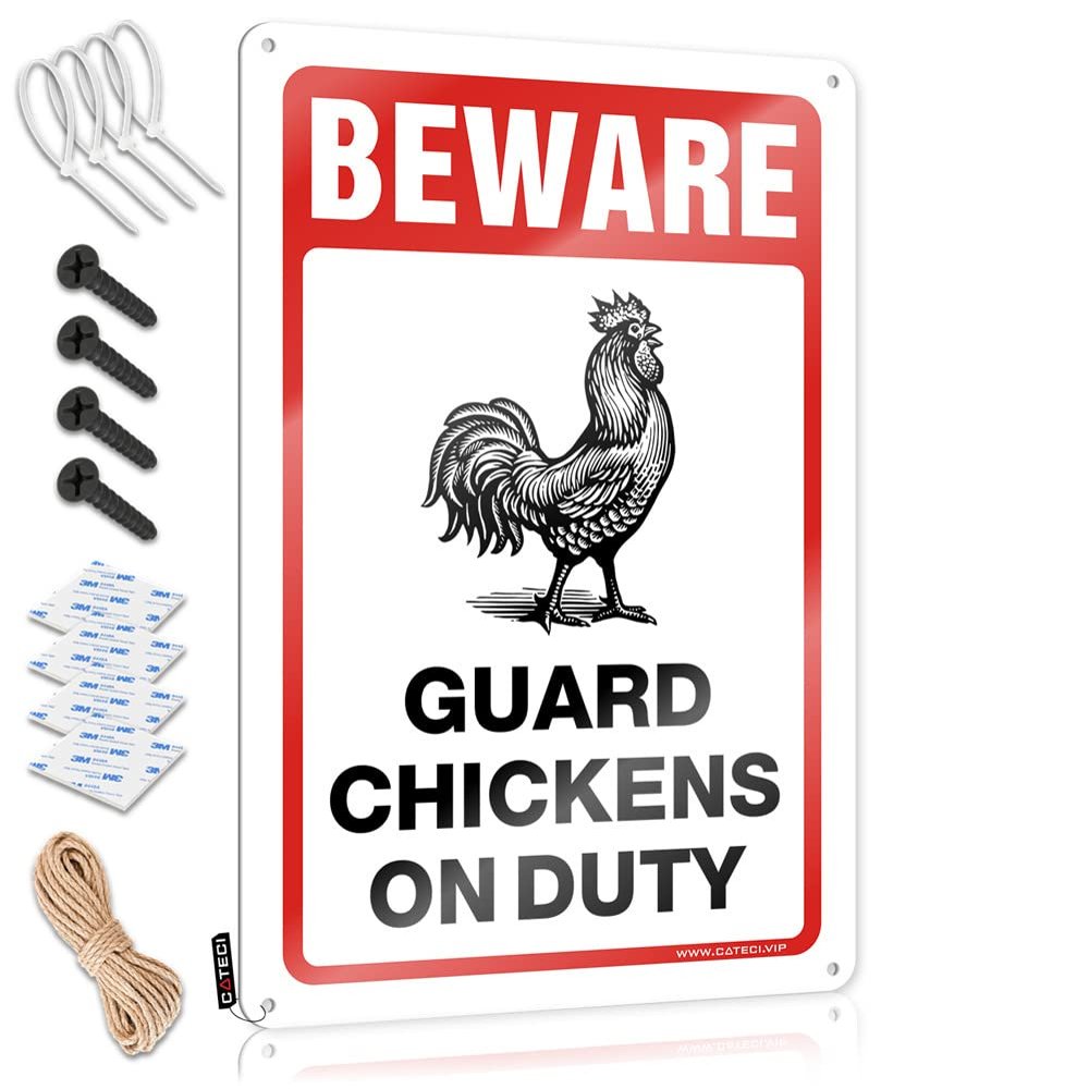 Bar Stuff for Man Cave Beware! Guard Chickens On Duty Metal Sign Bar Funny Signs Tiki Bar Signs and Decor ( Size : 30X40CM )