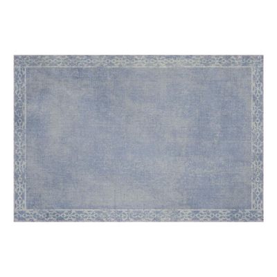 Carolina Creekhouse Vinyl Rug | Evelyn 053248DE | Vinyl Floor Mat | Decorative, Vintage, Waterproof, Eco-Friendly, Non-Slip | Blue, 18 x 28