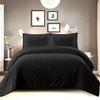 Royal Tradition Velvet Black Fluffy Coverlets, Queen Oversized 3pc Quilt Set (92-Inch Wide x 96-Inch Long) All Seasons Bedspread with Embroidered Mini Dots view 1