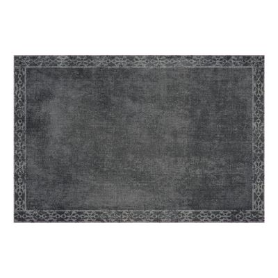 Carolina Creekhouse Vinyl Rug | Evelyn 054469DE | Vinyl Floor Mat | Decorative, Vintage, Waterproof, Eco-Friendly, Non-Slip | Charcoal, 18 x 28