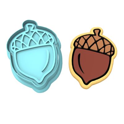 Acorn Cookie Cutter & Stamp #1 (6 in Tall X 4.44 in Wide)
