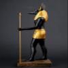 A unique ancient Egyptian statue of Anubis Jackal God of afterlife and mummification unique large gold and black hand painted. made in Egypt. view 2