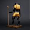 A unique ancient Egyptian statue of Anubis Jackal God of afterlife and mummification unique large gold and black hand painted. made in Egypt. view 3