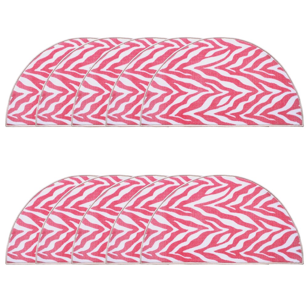 Furnish my Place Zebra Light Pink Area Rug, Animal Print Area Rug, Indoor Rug, Pet-Friendly Rug, Home Decor Rug, Perfect for Living Room, 18" x 36" Half Round - Set of 10