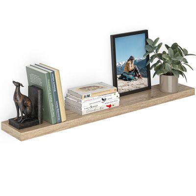 Ballucci Floating Shelf, 48" Wood Wall Shelf with Invisible Brackets for Bathroom, Living Room, Bedroom, Kitchen, Nursery, 8" Deep, Oak Finish