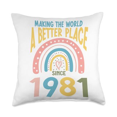 42 Birthday Making the world a better place since 1981 Throw Pillow