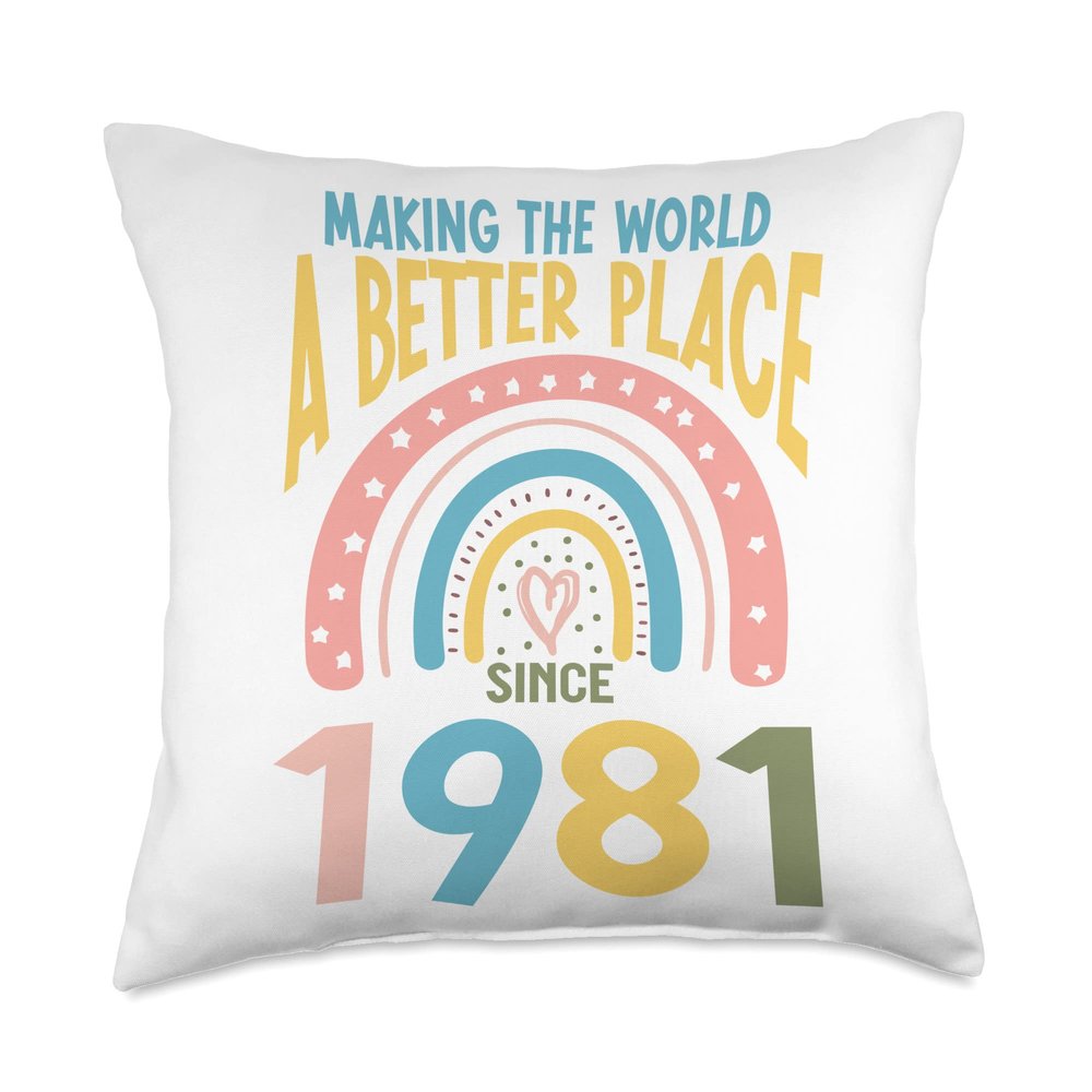 42 Birthday Making the world a better place since 1981 Throw Pillow