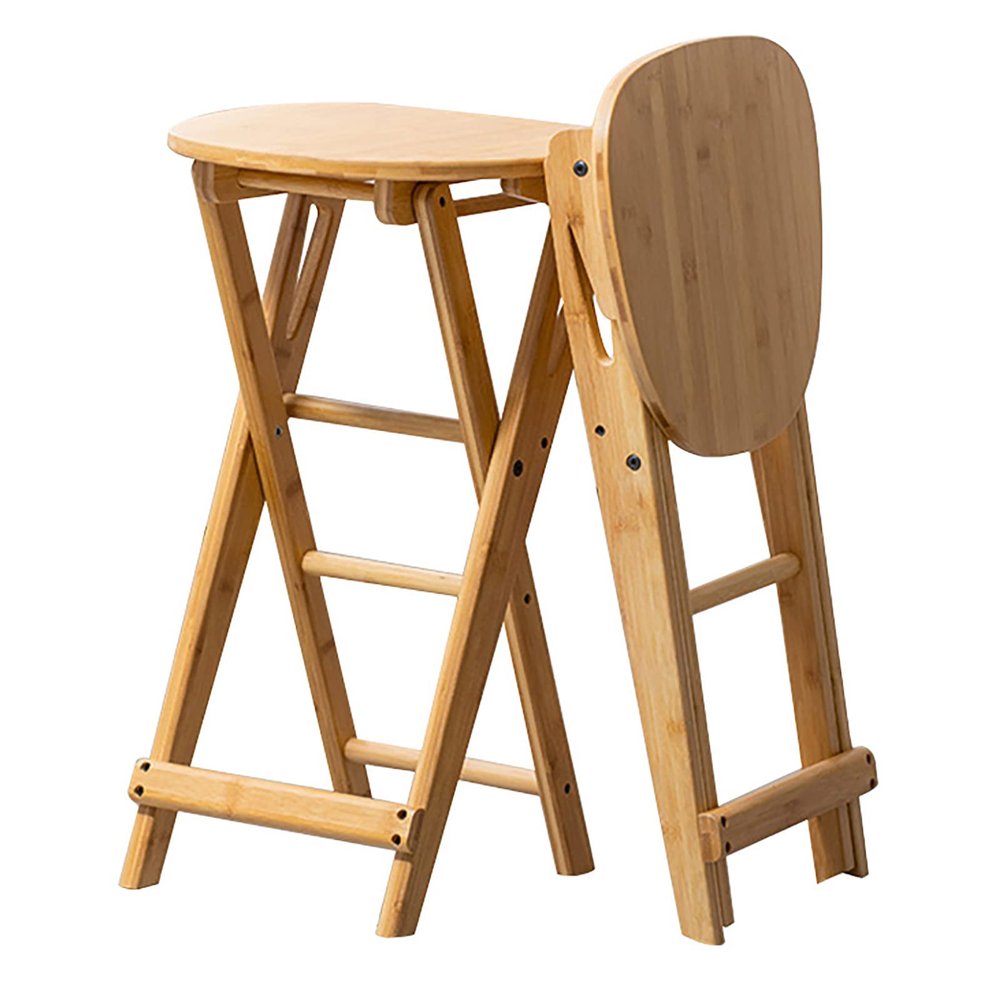 Bamboo Folding Bar Stool,Protable Folding Stool,Kitchen Counter Height Stool,Foldable bar chair with Footrest,Collapsible Wooden bar stools for Home Kitchen Breakfast,Natural,30x61cm(12x24inch)
