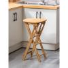 Bamboo Folding Bar Stool,Protable Folding Stool,Kitchen Counter Height Stool,Foldable bar chair with Footrest,Collapsible Wooden bar stools for Home Kitchen Breakfast,Natural,30x61cm(12x24inch) view 2