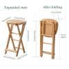 Bamboo Folding Bar Stool,Protable Folding Stool,Kitchen Counter Height Stool,Foldable bar chair with Footrest,Collapsible Wooden bar stools for Home Kitchen Breakfast,Natural,30x61cm(12x24inch) view 3
