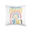 42 Birthday Making the world a better place since 1981 Throw Pillow view 1