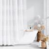 Dynamene Extra Long Shower Curtains - 72 x 84 Inches Long Textured Tufted Chenille Striped Fabric Bathroom Shower Curtain, Tall Modern Shabby Chic Waterproof Cloth Shower Curtain Set with Hooks, White view 1