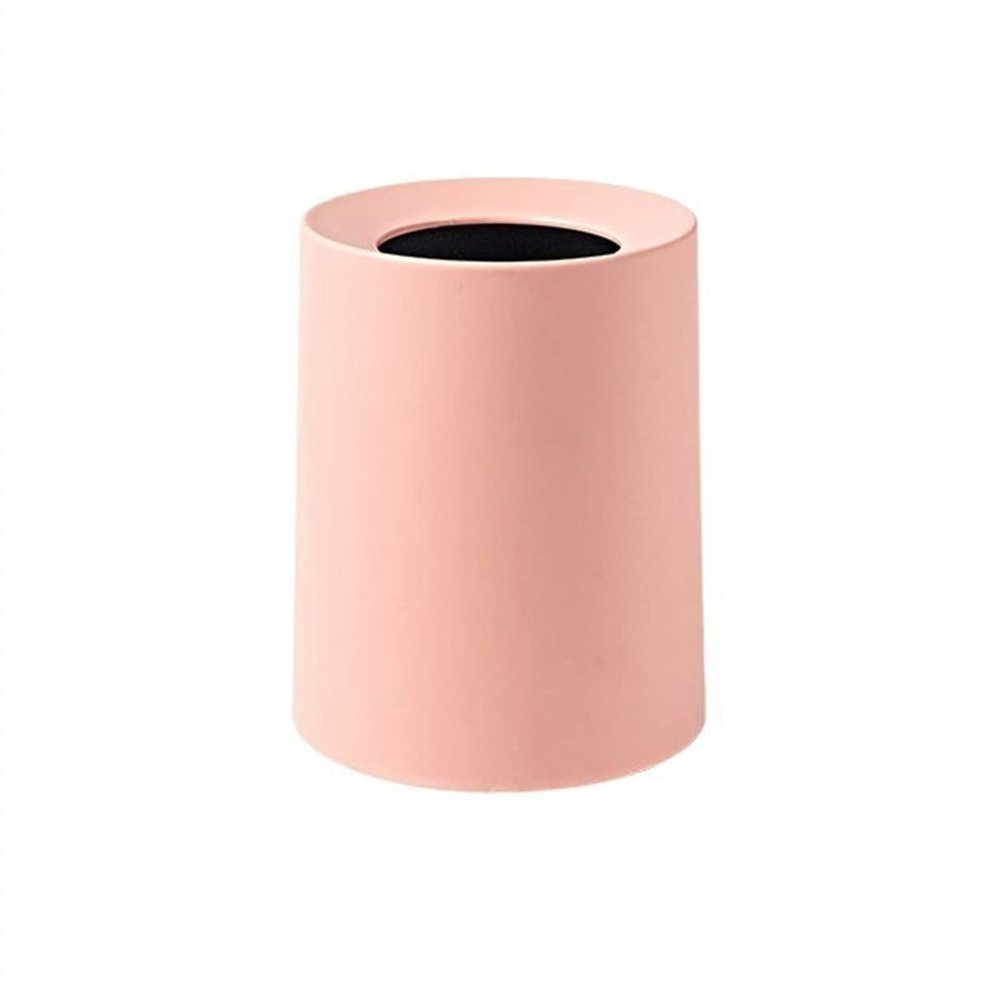 TOMYEUS Trash Cans 12L Simple Coverless Trash Can Household Large-Capacity Trash Can Living Room Bedroom Study Garbage Can Kitchen Bathroom Trash Cans (Color : Pink)