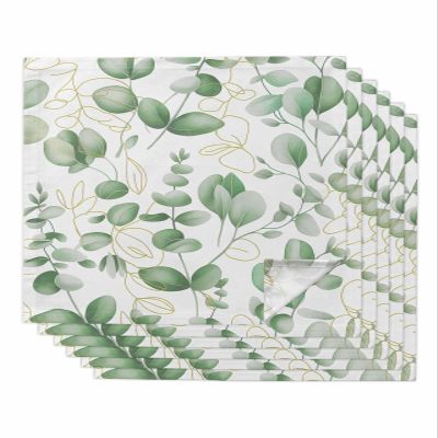 Kitchen Cloth Napkins 6 Pack Reusable Dinner Napkins Summer Plants Vivacious Eucalyptus Leaves Pattern Polyester Soft Smooth Fabric Table Napkin for Wedding Banquet Party Decoration (20x20 Inches)