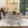 Merax 6 Piece Dining Table Set with Bench, Wooden Rectangular Dining Table with 4 Chairs & a Bench, Kitchen Dining Room Table Chairs Set (Brown + Whitewash) view 3