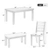 Merax 6 Piece Dining Table Set with Bench, Wooden Rectangular Dining Table with 4 Chairs & a Bench, Kitchen Dining Room Table Chairs Set (Brown + Whitewash) view 4
