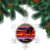 3in Christmas Snowflake Ornaments Round Hanging Keepsake Cityscape Hawaii Novelty Metal Souvenir Xmas Tree Hang Pendant New Year Winter Gift Holiday Party Decoration view 1