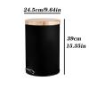 TOMYEUS Trash Cans 12L Foot-Operated Kitchen Trash Can Bedroom Living Room High-Grade Stainless Steel Trash Can with Wooden Lid Kitchen Bathroom Trash Cans (Color : Black) view 2