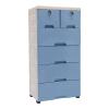 6 Drawer Plastic Dresser Storage Tower Closet Organizer Unit with Keys Clothes Organizer Cabinet for Home Office Bedroom, 5 Layer Drawer Storage Cabinet on Wheels (Blue, 19.7"W x 13.8"D x 40"H) view 1