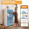 6 Drawer Plastic Dresser Storage Tower Closet Organizer Unit with Keys Clothes Organizer Cabinet for Home Office Bedroom, 5 Layer Drawer Storage Cabinet on Wheels (Blue, 19.7"W x 13.8"D x 40"H) view 2