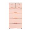 6 Drawer Plastic Dresser Storage Tower Closet Organizer Unit with Keys Clothes Organizer Cabinet for Home Office Bedroom, 5 Layer Drawer Storage Cabinet on Wheels (Pink, 19.7"W x 13.8"D x 40"H) view 1