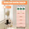 6 Drawer Plastic Dresser Storage Tower Closet Organizer Unit with Keys Clothes Organizer Cabinet for Home Office Bedroom, 5 Layer Drawer Storage Cabinet on Wheels (Pink, 19.7"W x 13.8"D x 40"H) view 3