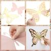 Geyee 12 Pcs 3D Large Butterfly Party Decoration 12 Inch 10 Inch Big Butterfly Centerpieces for Tables Baby Shower Birthday Wedding Hanging Decoration(Gold and Pink) view 3