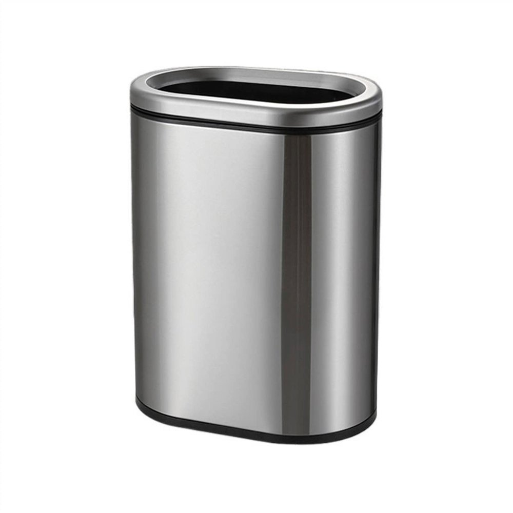 TOMYEUS Trash Cans 12L Large-Capacity Stainless Steel Trash Can Simple Coverless Garbage Storage Toilet Kitchen Living Room Narrow Trash Can Kitchen Bathroom Trash Cans (Color : Silver)